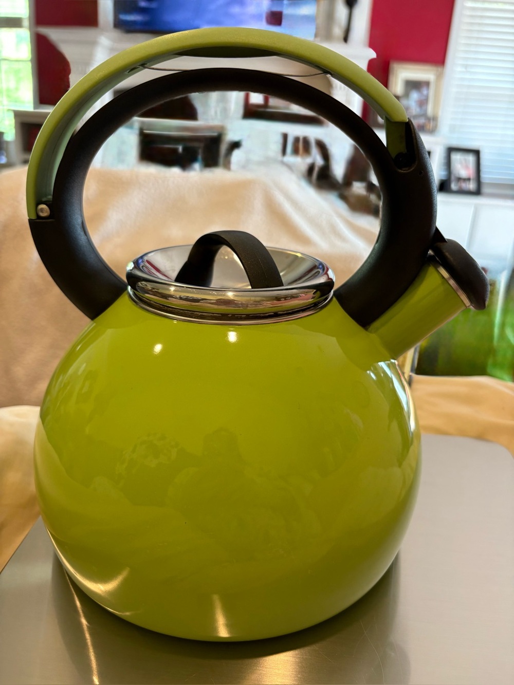 Copco avocado green enamel whistling tea kettle tea pot model # 0708